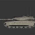 Military Armored Tank Vehicle With Desert Camouflage Turret Antenna And Tracks