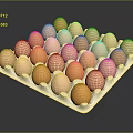 White Egg Carton With Light Pink And Orange Eggs Neatly Arranged On Dark Background