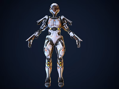 Futuristic Game Movie Character In Sci Fi Armor With White Silver Design And Glowing Accents 3d model