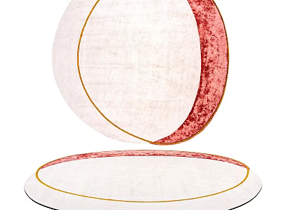 Elegant Round Rug With White Base Red Accent And Gold Trim Design 3d model