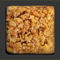 Homemade Square Oatmeal Dessert With Golden Crunchy Surface And Red Fruit Filling