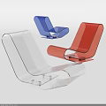 Transparent Acrylic Lounge Chair in Clear Blue Red with Modern Sleek Design and Ergonomic Shape