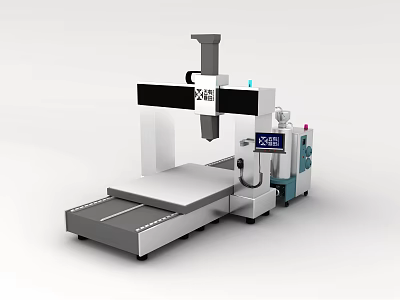 Industrial Equipment CNC Machining Center 2048 Model with Worktable and Control Panel 3d model