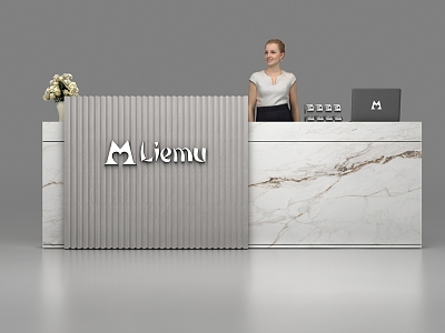 Modern Fiery Wood Reception Desk model