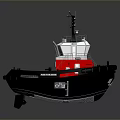 Black Red Tugboat Model With White Cabin Antenna and Deck Features 3d model