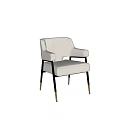Gray Soft Fabric Accent Chair With Black Metal Legs And Gold Accents Design