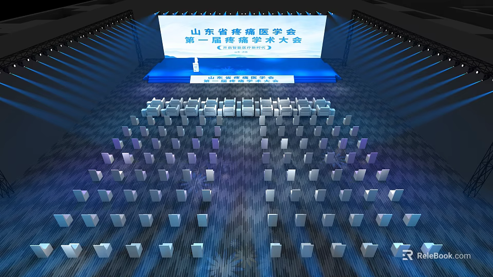 Shandong First Precision Medicine Academic Conference with Stage Seats and Venue Setup 3d model 