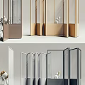 Modern Folding Room Dividers With Glass Panels And Metal Frames In Gold White Gray