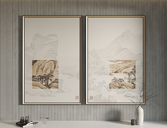 New Chinese Landscape Painting Hanging Painting Decorative Painting 3d model