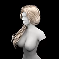 Game Film Character With Blonde Long Curly Hair Side Ponytail And Upper Body Black Background