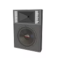 Black Home Audio Speaker With Bass Subwoofer And Front Control Panel Design