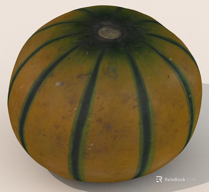 Circular Yellow Object With Distinct Green Stripes And Outer Textured Surface 3d model