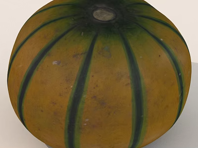Circular Yellow Object With Distinct Green Stripes And Outer Textured Surface 3d model