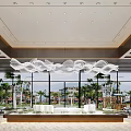 Modern Sales Office Interior With Spacious Reception Area Sand Table Model And Elegant Chandelier Design