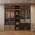 Modern Walk in Closet Interior With Hanging Clothes Storage Cabinets Drawers And Built in Lighting