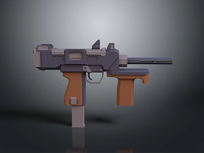 Futuristic Sci Fi Pistol Weapon With Gray Brown Grip Barrel And Body Design 3d model