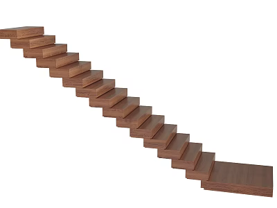 Modern Wooden Straight Staircase With Hardwood Treads For Interior Home Design 3d model