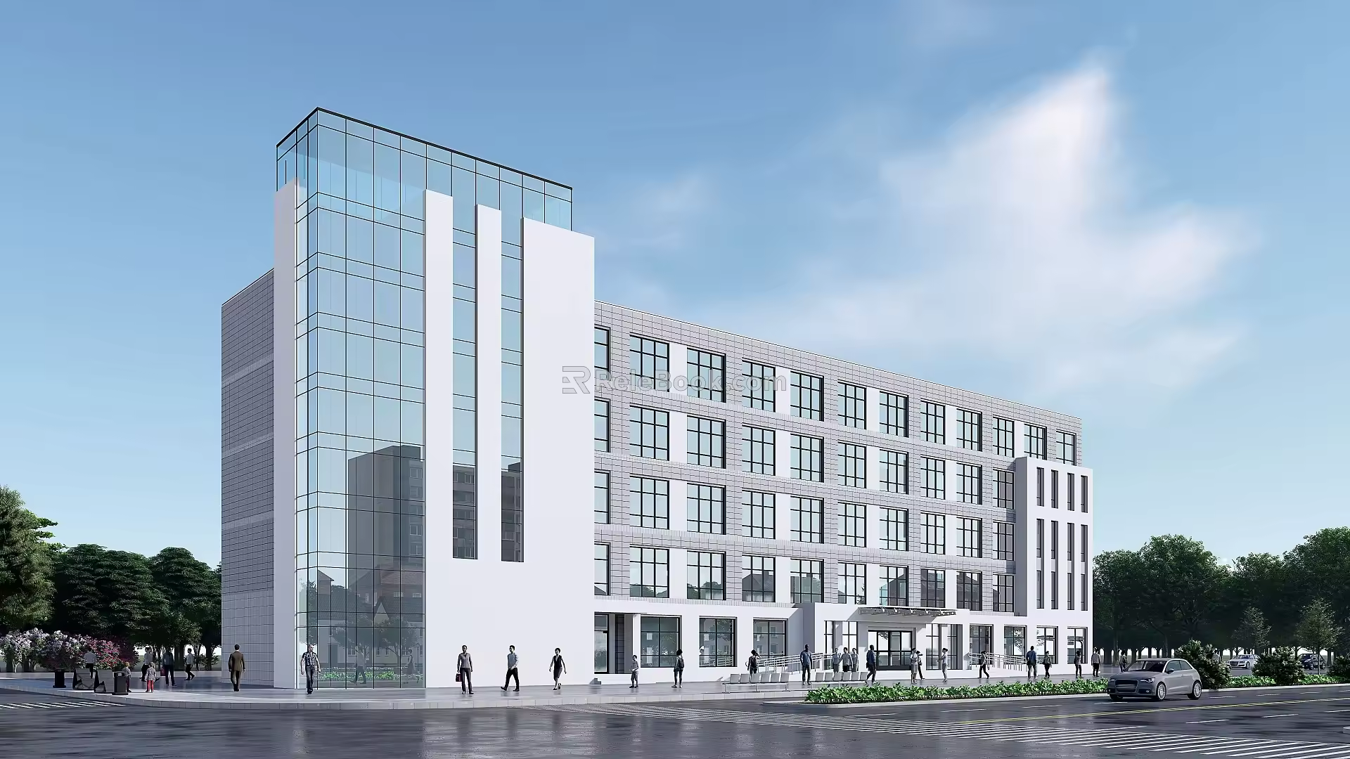 modern office building multi-storey office building 3d model