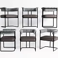 Modern Dining Chairs With Gray Fabric Seats And Black Metal Frames