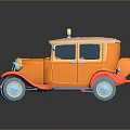 Cartoon Style Vintage Toy Car With Orange Body Pink Roof And Blue Wheels
