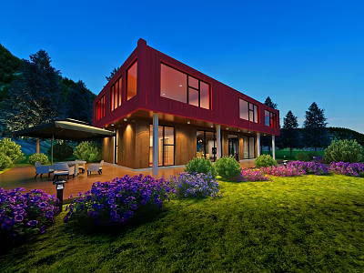 modern single-family villa container villa 3d model
