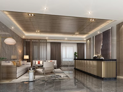 New Chinese Hall Reception Lobby 3d model