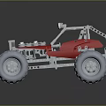 Red Off Road Motorcycle With Large Tires And Silver Frame Design 3d model