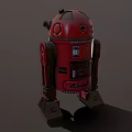 Red Robot Character With Mechanical Body And Detailed Robotic Leg Design