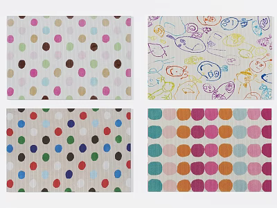 Square Rugs With Colorful Polka Dots And Cartoon Patterns Various Designs 3d model