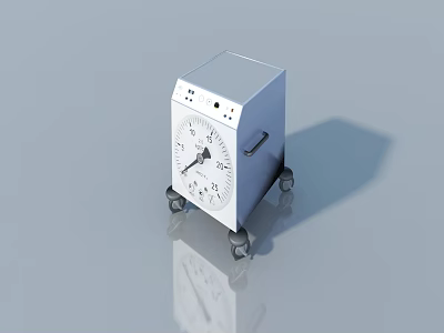 White Square Equipment Flat Door Design With Wheels Dial And Control Buttons 3d model