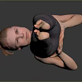 Woman Doing Handstand in Striped Leggings on Gray Background with Reflective Floor