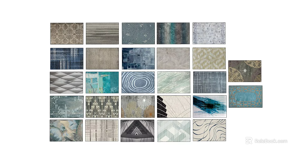 Stylish Square Rugs With Various Decorative Patterns And Designs For Home 3d model