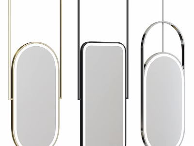 Stylish Modern Mirrors With Oval Rectangular Shapes And Metallic Frames In Gold Black Silver 3d model