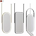 Stylish Modern Mirrors With Oval Rectangular Shapes And Metallic Frames In Gold Black Silver 3d model