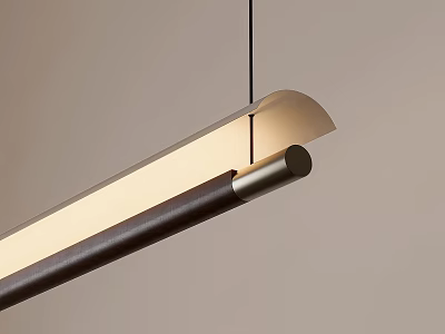 Modern Long Pendant Light With Wooden And Metal Frame Warm Illumination Design 3d model