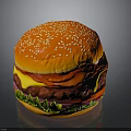 Delicious Burger With Sesame Seed Bun Cheese Bacon Lettuce Tomato And Beef Patty