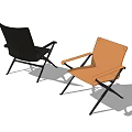 Orange And Black Folding Office Chair With Armrests And Metal Frame Design