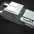 Modern Silver Off Road Pickup Truck With Oversized Tires Aggressive Grille And Rugged Design