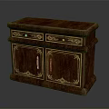 Classic Solid Wood Entryway Side Cabinet With Gold Accents Carved Details And Storage Drawers Doors