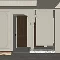 Elegant Modern Entryway Hallway Interior With White Paneled Walls Wooden Door And Decorative Column