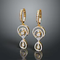 Elegant Gold Diamond Drop Earrings With Sparkling Design For Women Accessory