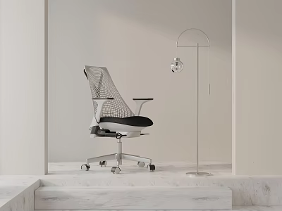 Modern Ergonomic Mesh Back Office Chair With Adjustable Swivel And Black White Design 3d model