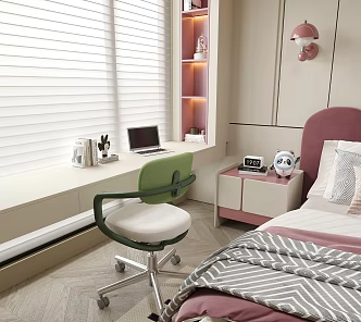 Modern Children's Desk Chair Venetian Blinds Bedroom Desk Chair 3d model
