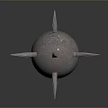 Medieval Spiked Mace Weapon With Silver Metal Head And Brown Wooden Handle