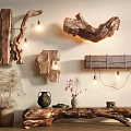 Modern Log Lamp Log Wall Lamp Wall Lamp Pottery Pot Bulb 3d model