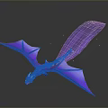 Ethereal Blue Dragon Soaring Through Dark Sky With Purple Glowing Wings And Sparkling Stars