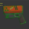 Red And Purple Flux Toy Gun With Holes Striped Details And Label