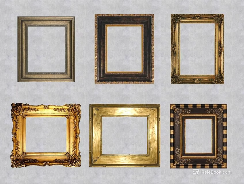Various Decorative Wall Frames With Ornate Vintage And Simple Modern Designs 3d model 