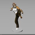 Tiger Headed Warrior Character Statue In Dynamic Standing Pose With White Base 3d model
