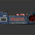 Fresh Juicy Red Apples in Cardboard Box from Washington with Brand Label and Design